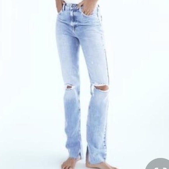 Zara | Light Blue Distressed Denim Jeans - Picture 10 of 10
